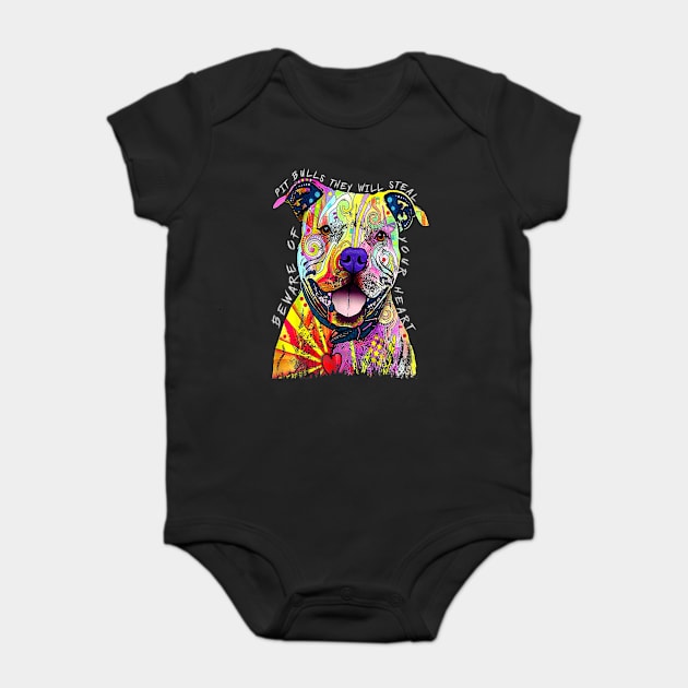 Beware of pitbulls they will steal your heart Baby Bodysuit by Lever K mauldin